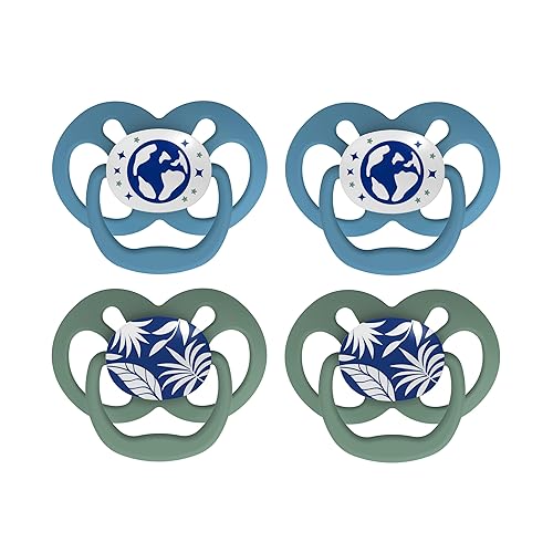 Miniatura 25 de Dr. Brown's Chupete Advantage de brillo en la oscuridad para bebé, chupete completamente simétrico con bulbo de silicona suave, Azul Natural-Morado