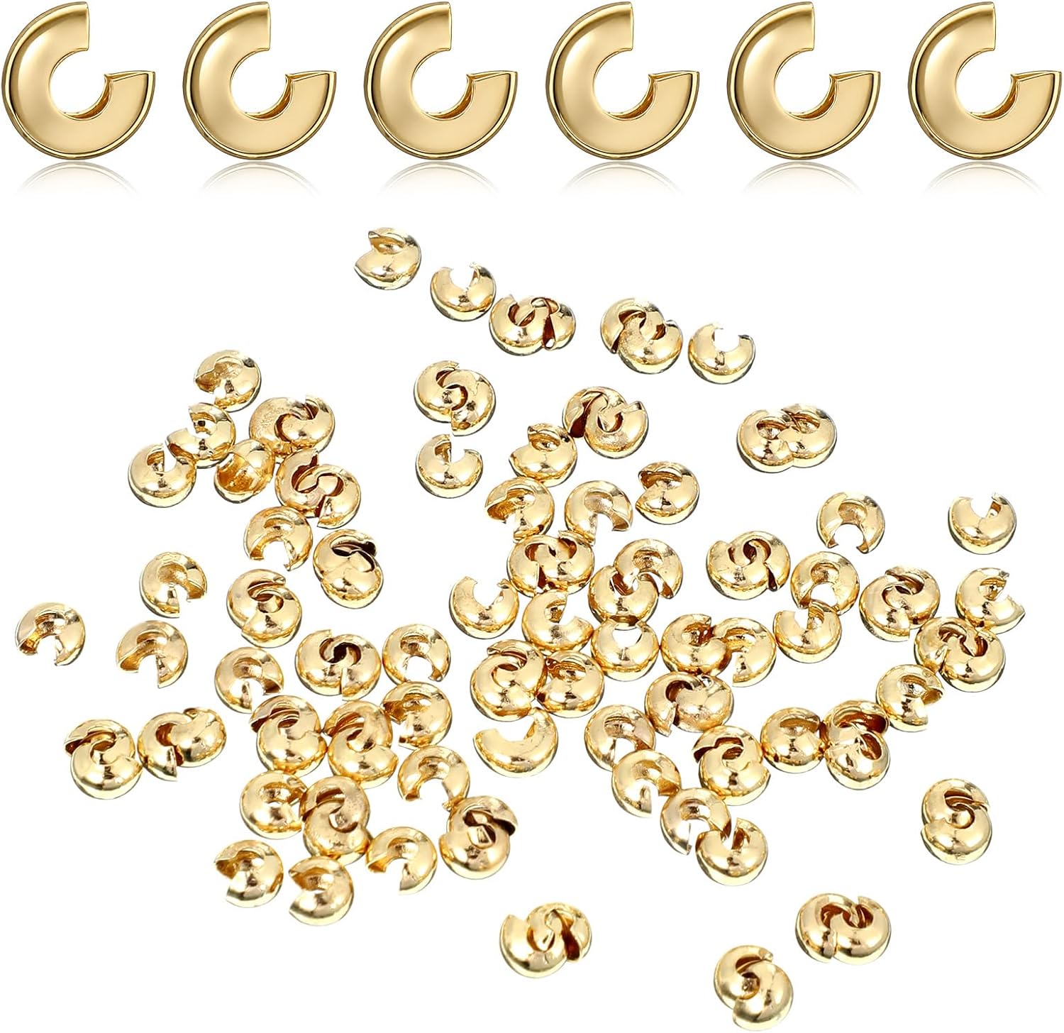 100pcs Crimp Bead Covers Gold Crimp Covers for Jewelry Making U-Shape