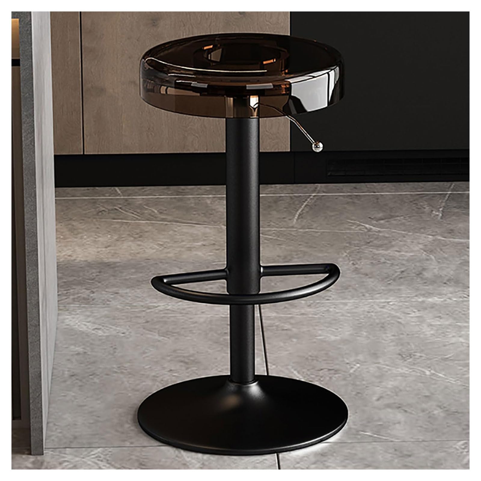 Taburetes Altos De Cocina Giratorio De 360°, Taburetes Bar De Acrílico Transparente, Modernos Taburete Cocina Regulable Altura para Cocina, Mostrador, Bar (62-82cm/24,5-32,3inch)