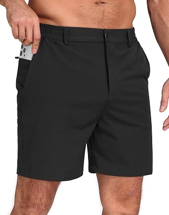 Mens Lightweight Golf Shorts 7" Stretch Quick Dry Casual Work Dress Shorts with 4 Pockets