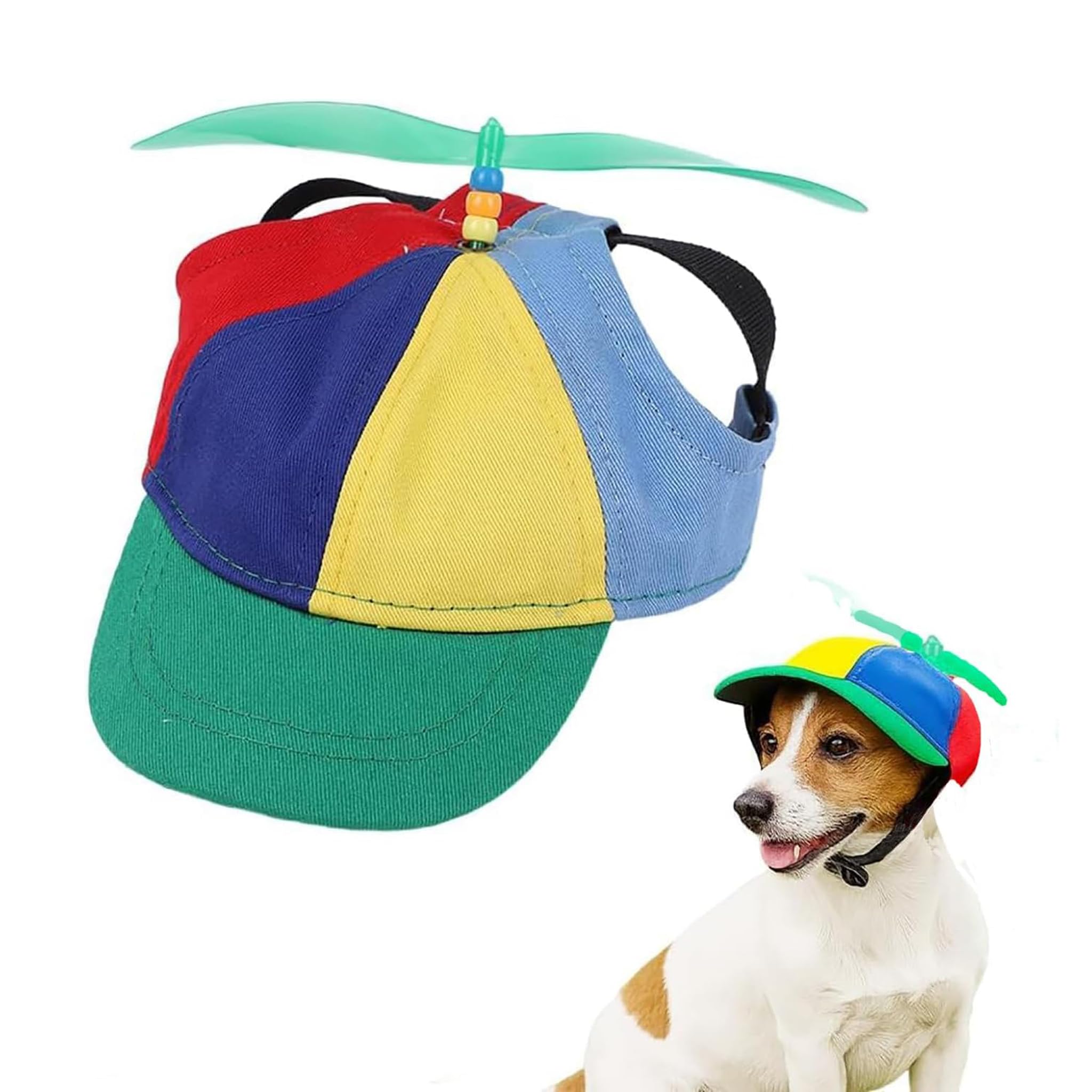 Dog Propeller Hats Rainbow Propeller Hat Dog Bucket Hat with Propellers Helicopter Hats for Dogs with Ear Holes