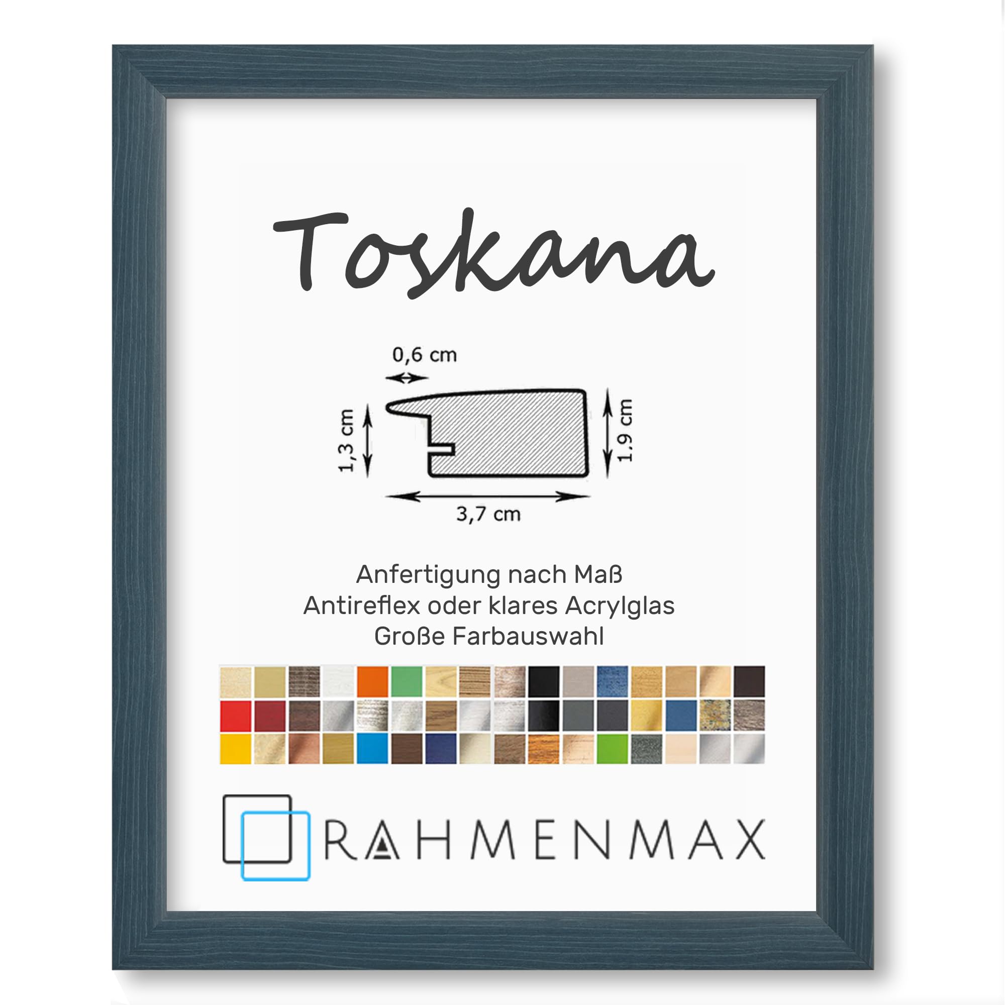 Cadre photo pour salon 73 x 83 cm RahmenMax bleu ardoise déco murale grand format