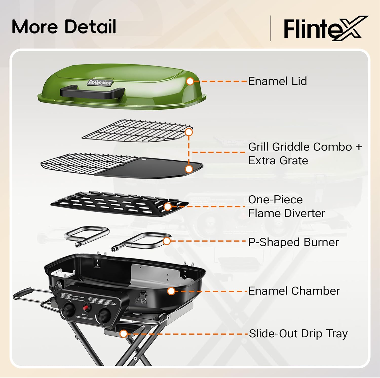 2-Burner Portable Propane Gas Grill, 2-in-1 Camping Propane Grill with Porcelain-Enameled Griddle & Grill Grate for Outdoor Camping Picnics Backyard Cooking, Green