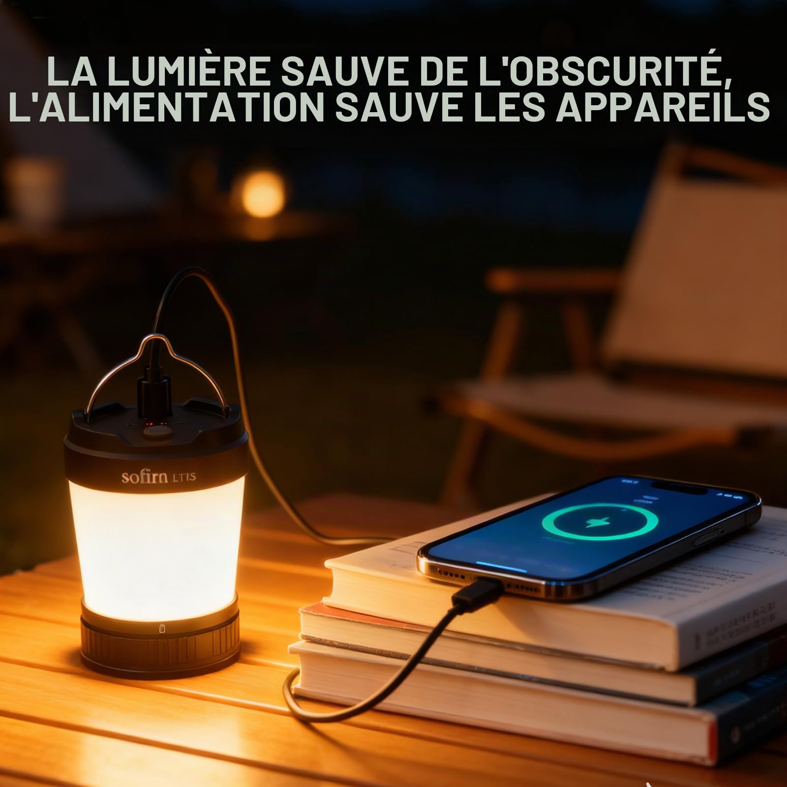 Sofirn LT1S Lampe de camping à intensité variable en continu, 2700 K-6500 K, lampe de camping rechargeable USB-C, mode lumière rouge SOS, jusqu'à 500 h d'autonomie, lampe de tente étanche IPX8 pour