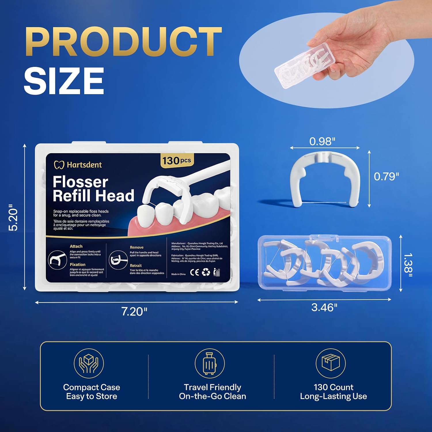 Ultraclean Access Flosser Refill Heads, Snap-On Dental Flosser Heads for Hard to Reach Areas, Effective Plaque Remover, Deep Clean Teeth, Shred Resistant, 130 Count