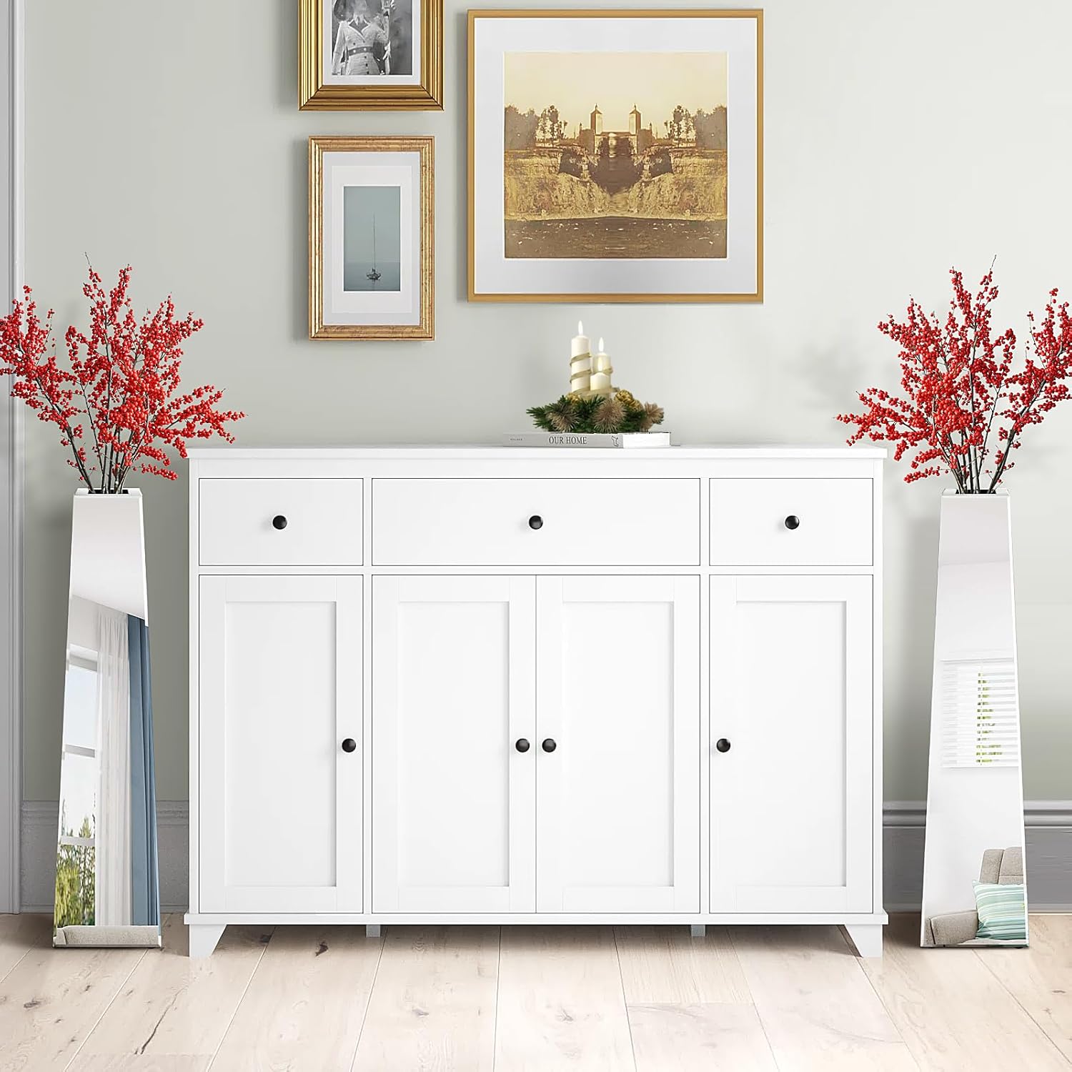 28.86" Tall Silver Glass Floor Vase, Modern Decorative Mirror Vases, Large Flower Vase for Home Decor Living Room, Entryway, Office - Image 2