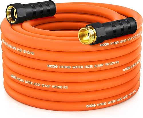 Miniatura 1 de Manguera de jardín de 50 pies x 58 pulgadas, manguera de agua flexible no expansible, resistente a las torceduras, manguera híbrida ligera, manguera