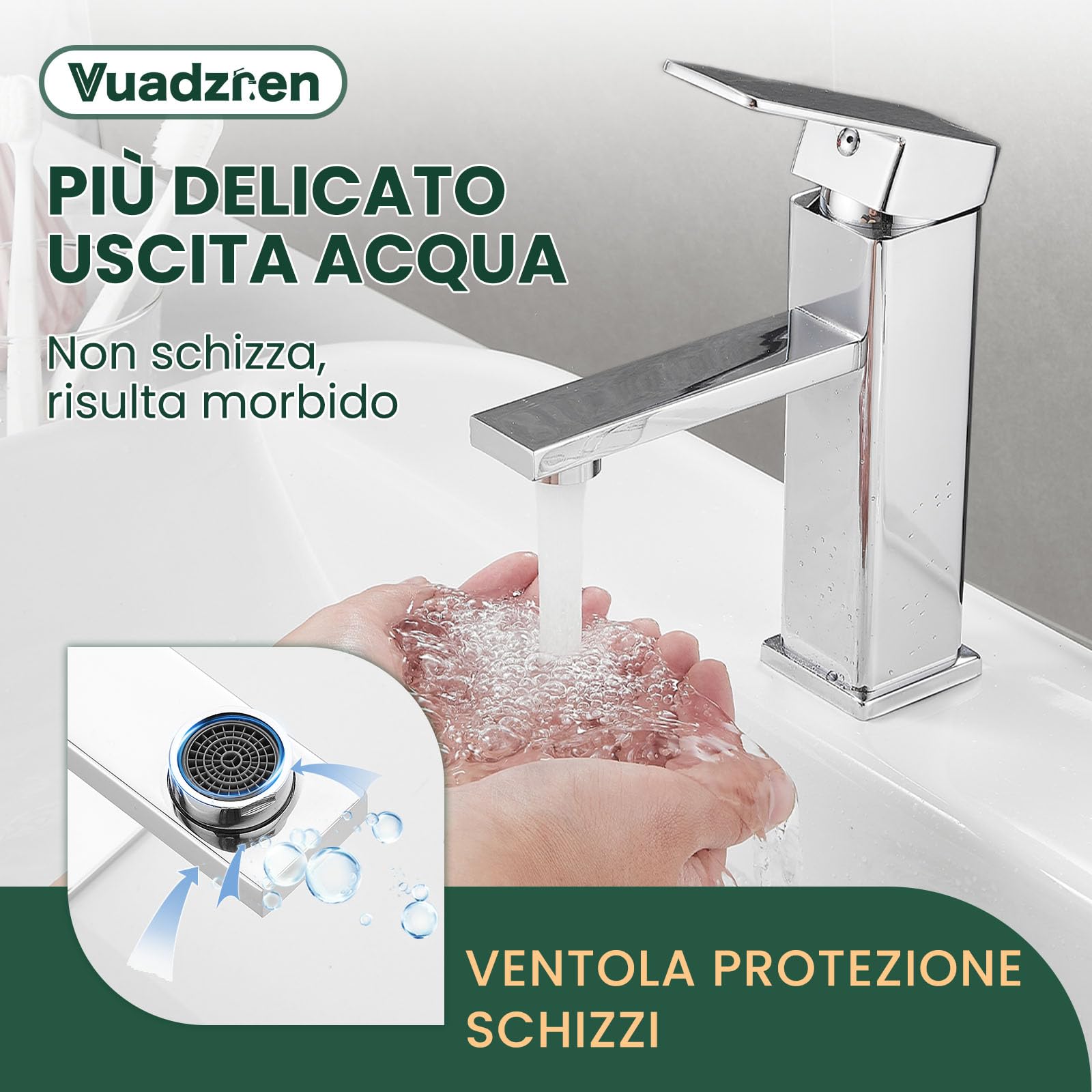 Rubinetto da bagno con scarico, miscelatore monocomando per lavabo, in acciaio inox (1, cromato con scarico)