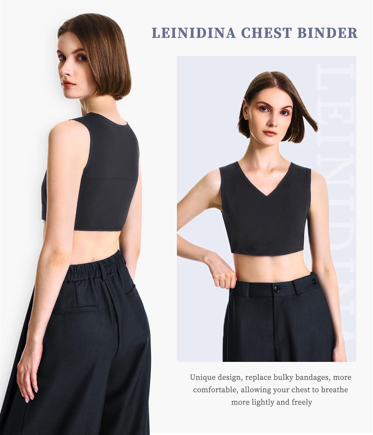 LEINIDINA Chest Binder for Transgender FTM LGBT Elastic Band V Neck Binder Bras for Women Tomboy Tank Top - Image 2