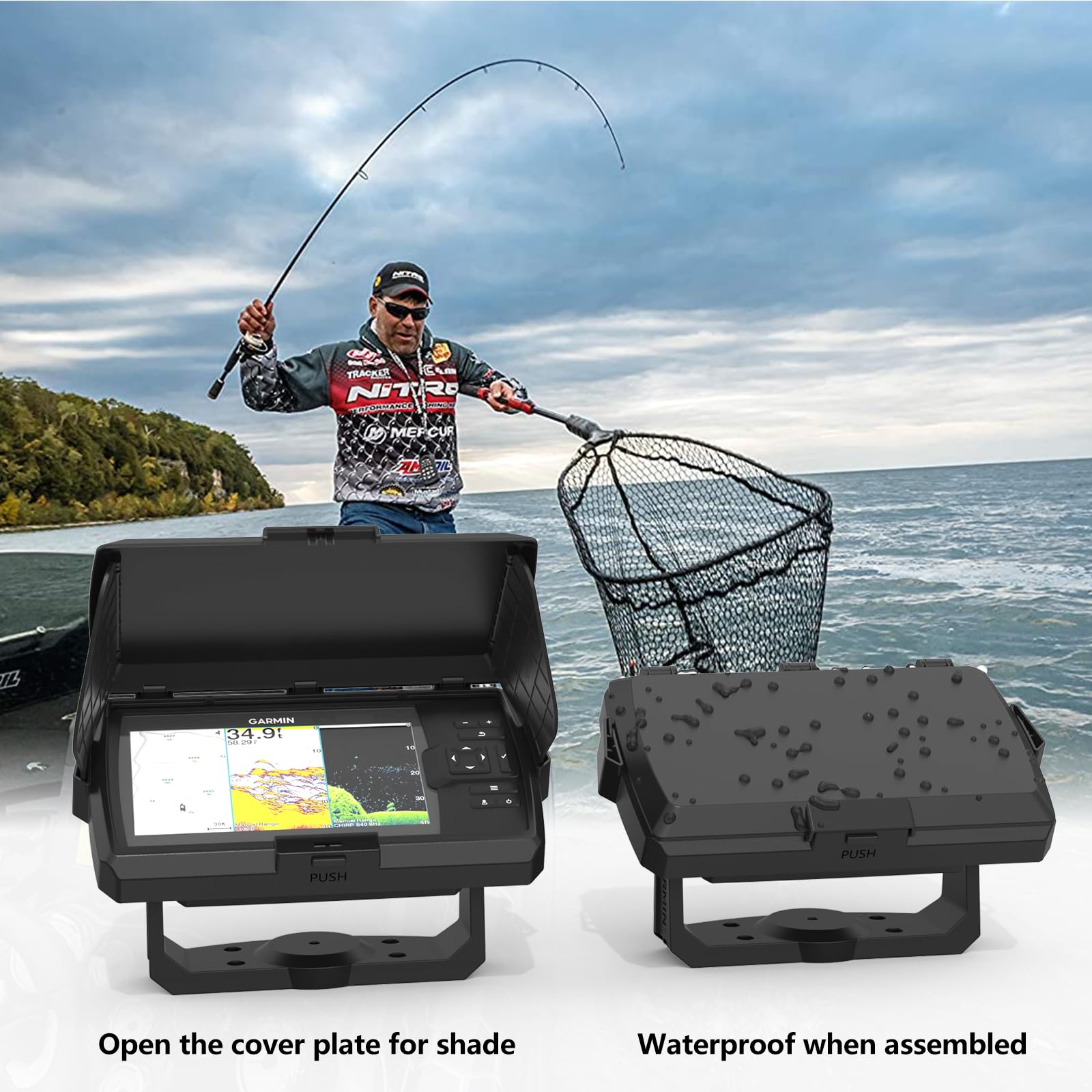 Pare-soleil pour Garmin Striker Vivid 7cv/7sv & Garmin Striker 7cv/7sv Fish Finder, ABS Protection d'écran anti-éblouissement, pliable contre les intempéries et le soleil