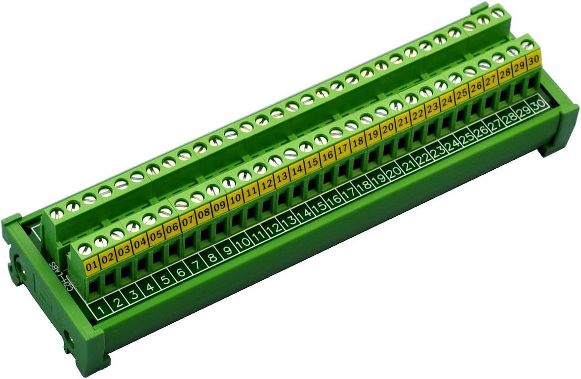 Electronics-Salon DIN Rail Mount 30 Position 24A / 400V Screw Terminal Block Distribution Module.