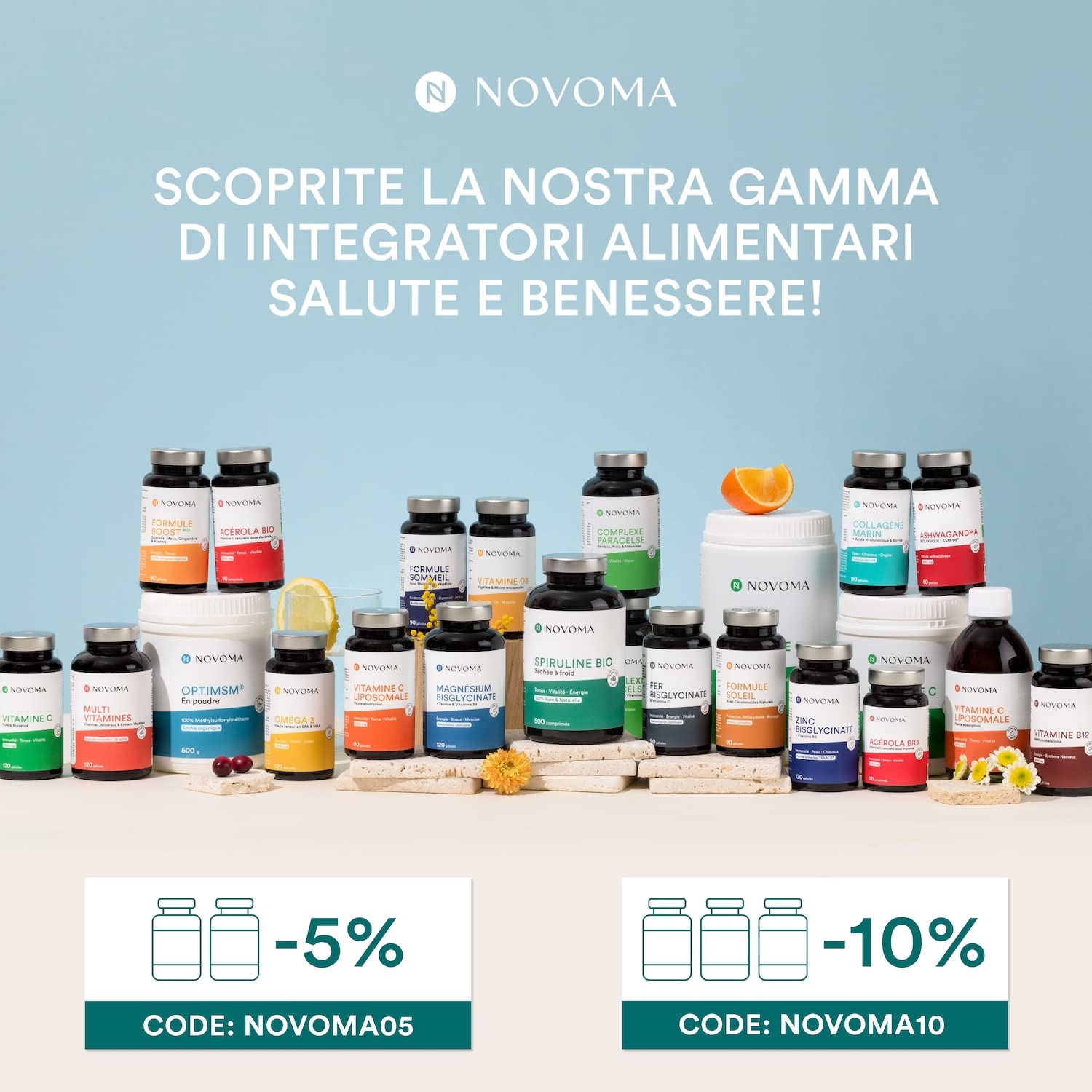 NOVOMA Magnesio Completo, Magnesio Bisglicinato Con Taurina e Vitamina B6, Dosaggio Potente & Alta Biodisponibilità, Contro lo Stress e la Stanchezza, 120 capsule Vegane