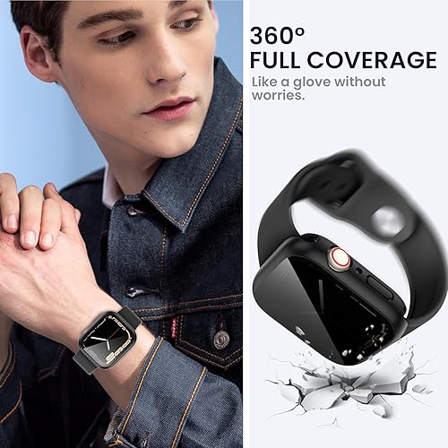 Vista 19 de Tensea Funda protectora de pantalla impermeable para Apple Watch (2 en 1) para Apple Watch, serie SE 6, 5, 4, 1.732 in, iWatch PC, película