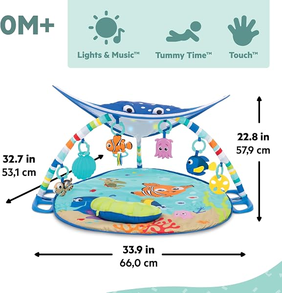 Bright Starts, Disney Baby, Findet Nemo Spieldecke mit Spielbogen, Lichtern und mehr als 20 Minuten Melodien, einer Dorie Fingerpuppe und vielem mehr - 3