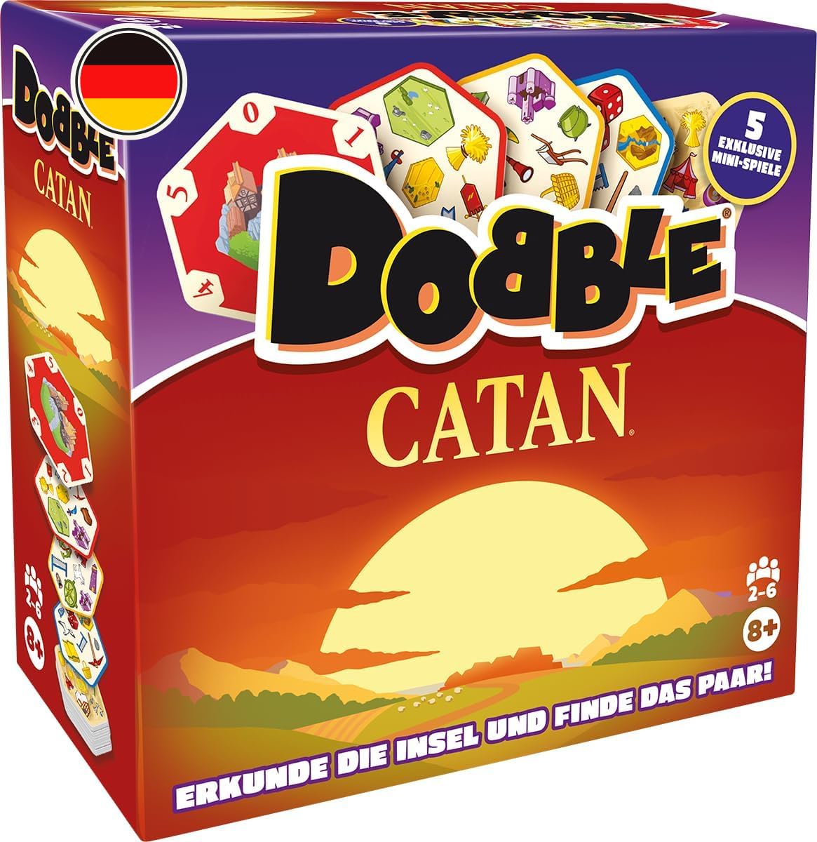 asmodee, Dobble Catan, Zygomatic, Family Game, 2-6 Players, 8+ Years, 15 Minutes, German