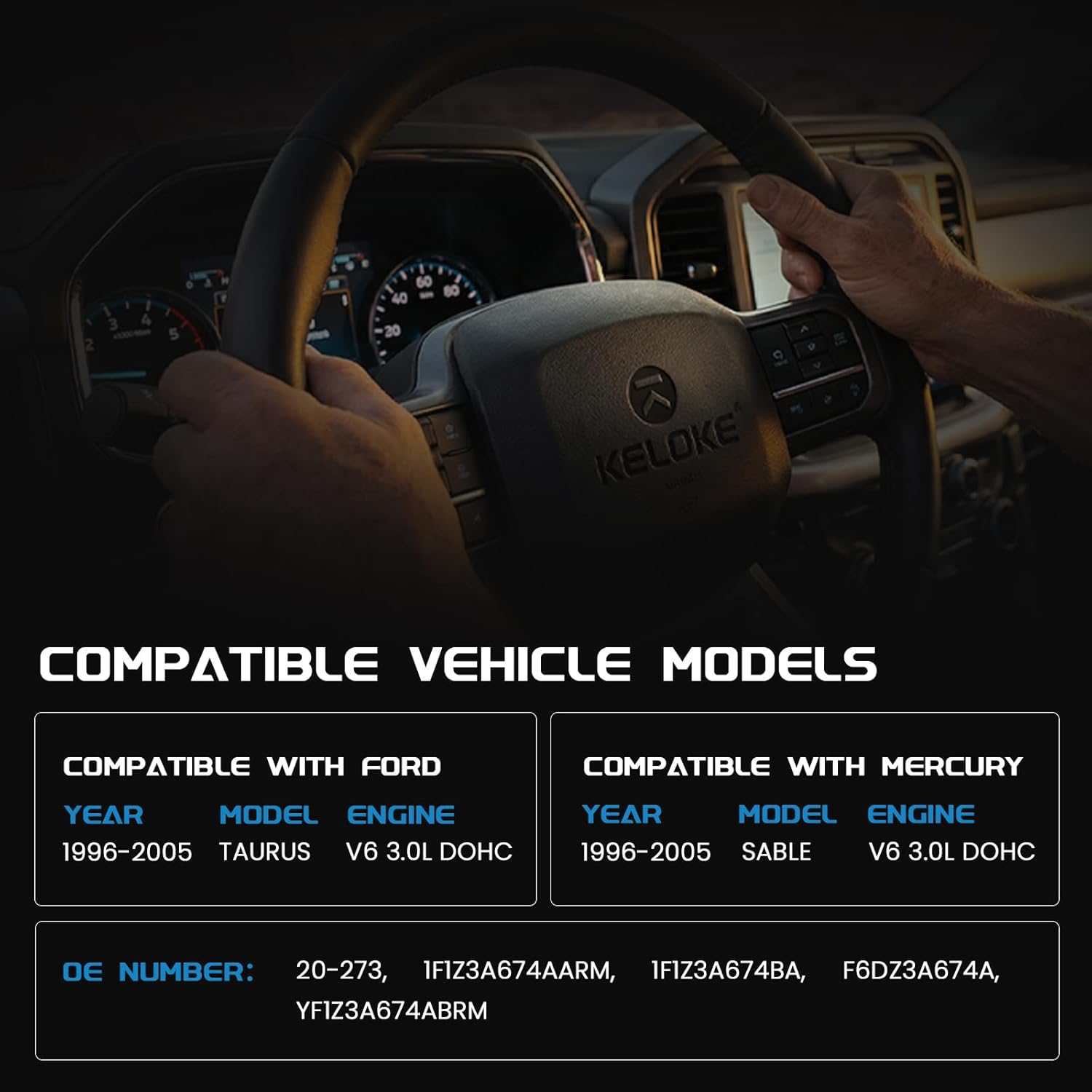KELOKE Power Steering Pump, Compatible with Ford Taurus 1996-2005, Compatible with Mercury Sable 1996-2005. V6 3.0L DOHC. Replace# 20-273 1F1Z3A674AARM