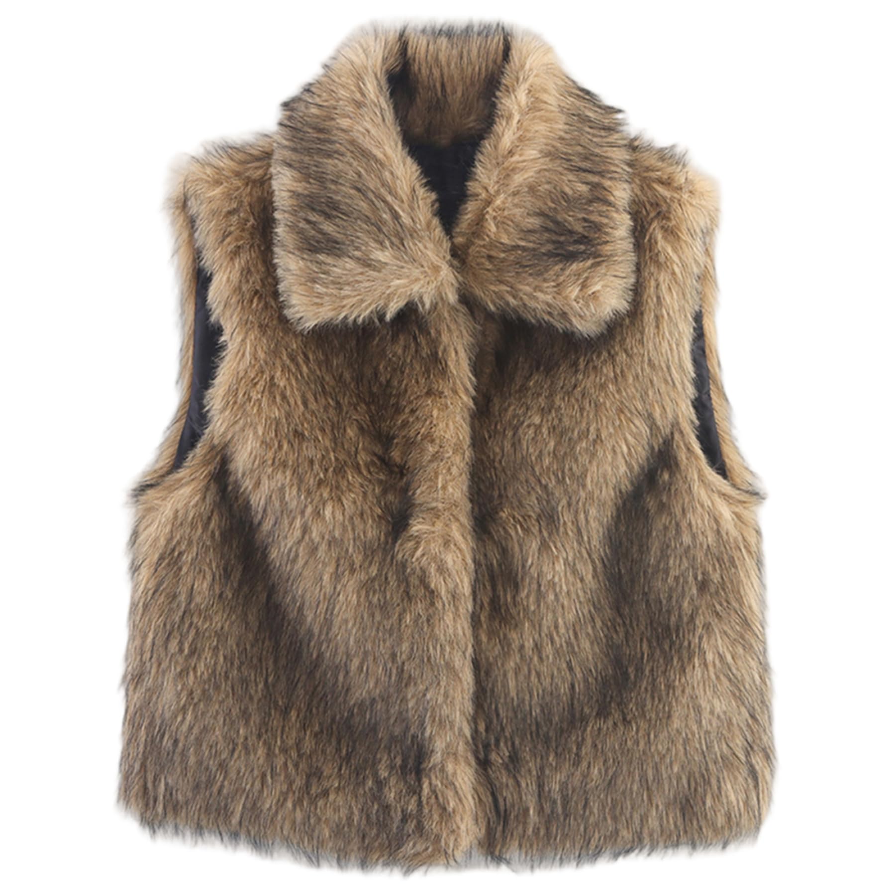 Chaleco de pieles sintéticas corto de invierno con cuello solapa 7