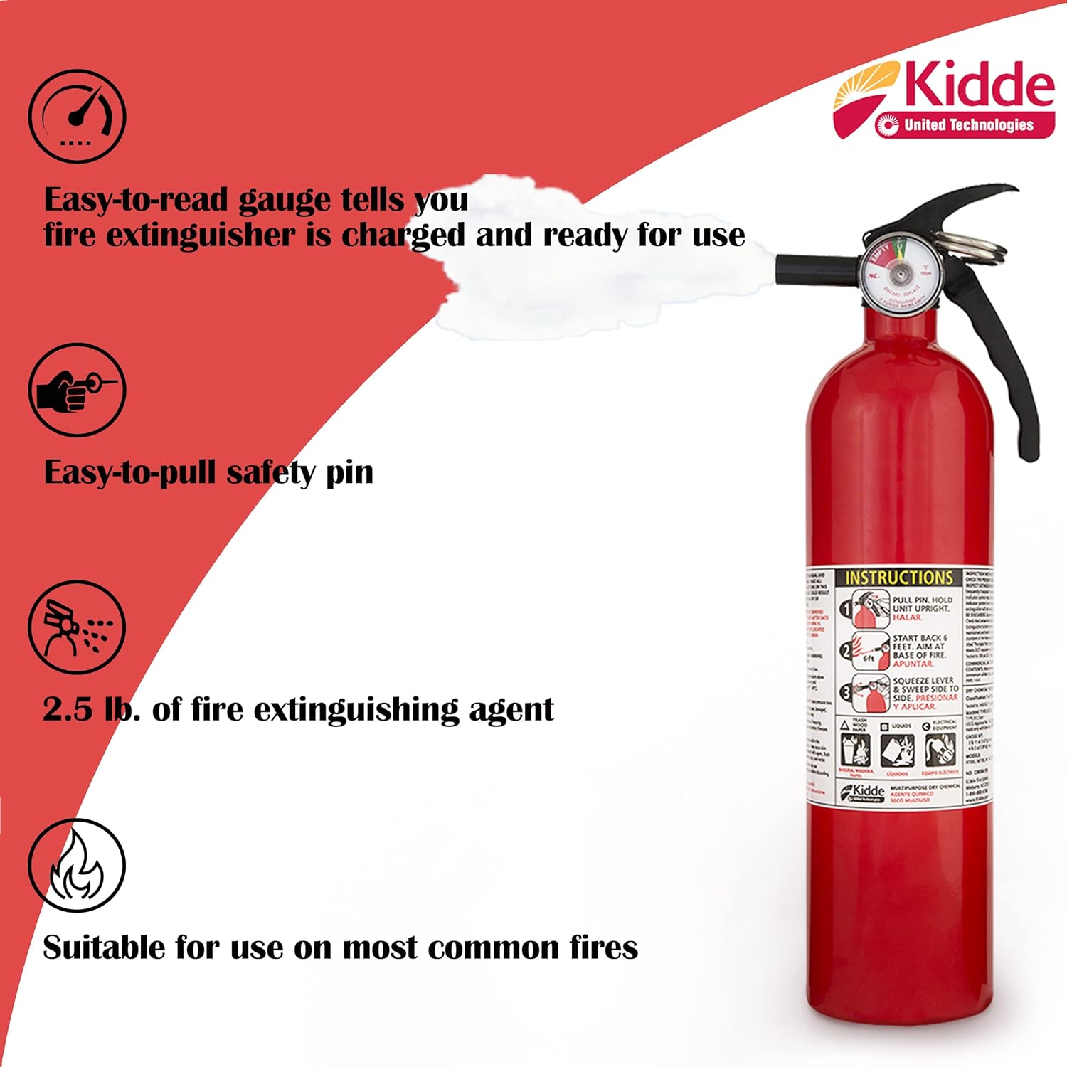 Kidde FA110 Multi Purpose Fire Extinguishers for The House and Boat with Wall Mount Bracket, (Rating 1-A:10-B:C) 2 Pack, Includes Wholesalehome Fire Blanket - - 