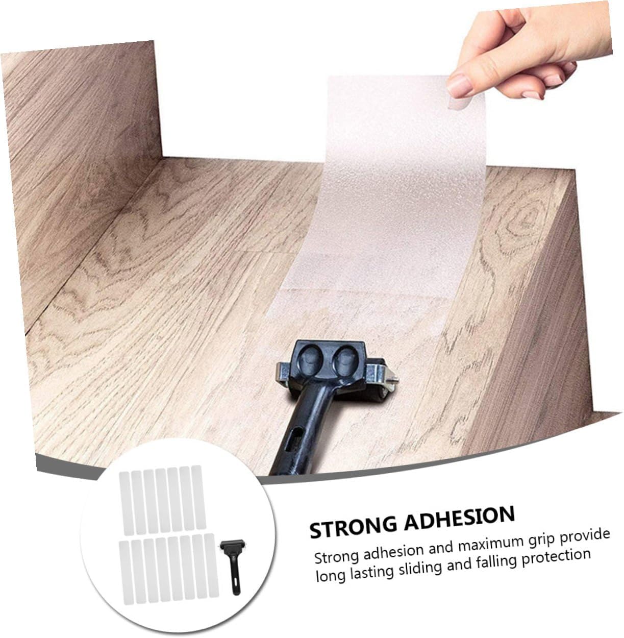 Gadpiparty 15pcs Bathroom Anti-slip Tape Strips 4x24in Self-adhesive Non-skid Stair Treads with Roller for Bathtub and Floor Safety