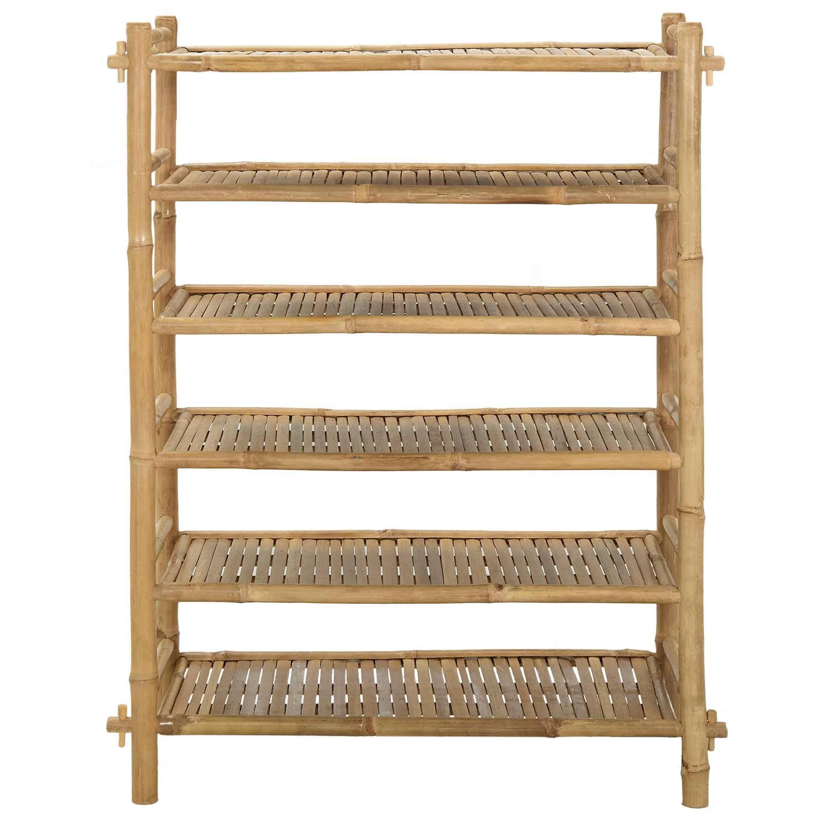 Zapatero de bambú natural con estantes de 6 niveles, 86 x 35 x 115 cm, ahorra espacio, para pasillo, pasillo, salón, para guardar zapatillas y botas con estilo