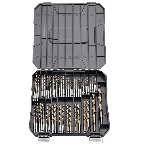 Miniatura 2 de Juego de brocas de cobalto con vástago hexagonal de 14, 63 piezas de 116"-12", brocas de impacto giratorio M35 HSS para metal y acero endurecido,