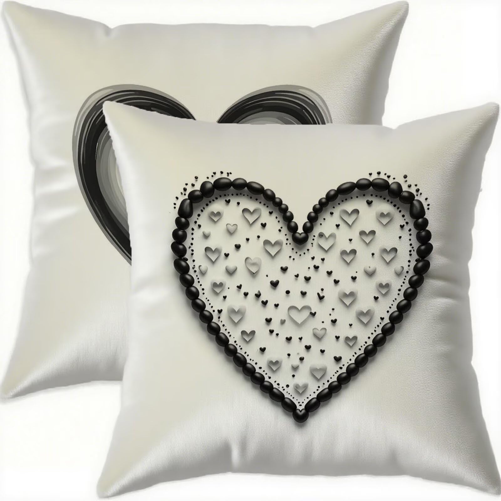 Housse coussin 70x70cm imperméable velours noir lot de 2 canapé