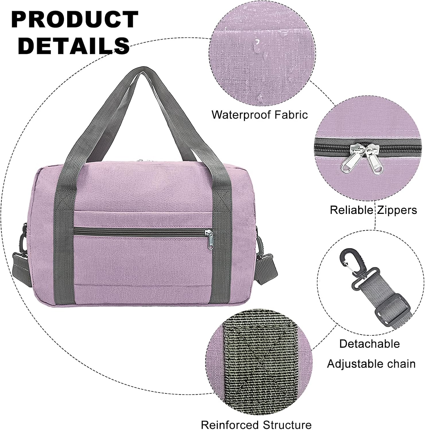 Foldable Carry on Luggage Bag 22x14x9 Personal Item Bag for Airplanes Travel Duffel Bag for Women and Men (40L, Purple) - Image 4