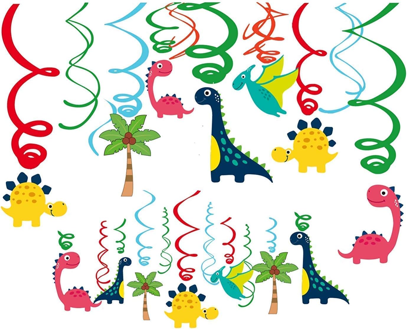SaYaLa 30Ct Dinosaur Birthday Party Decorations Supplies-Dinosaur Party Garland Hanging Swirl for Baby Shower, Boy's Birthday Decor, Dino Birthday Dino Dig Party