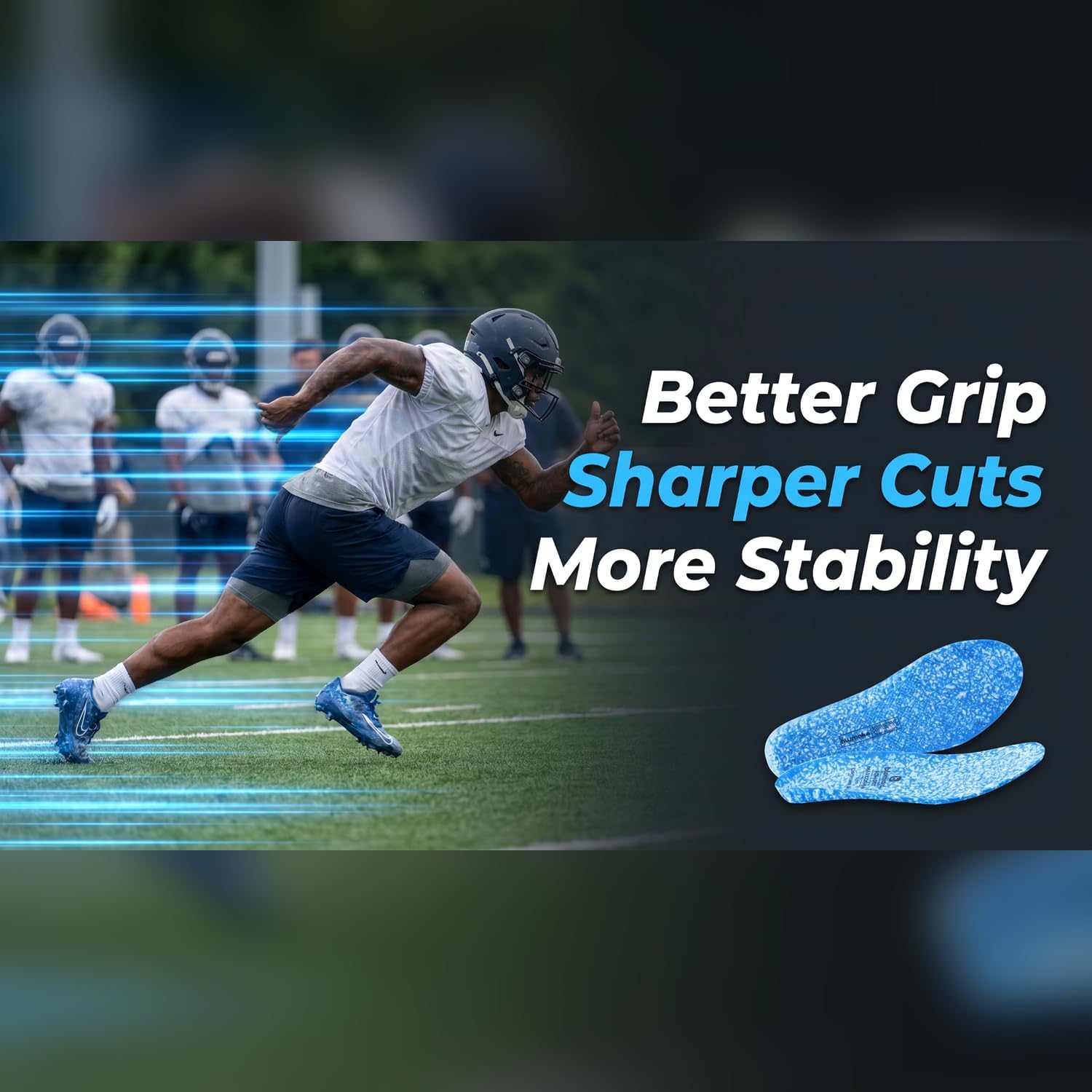 Blumaka Football Nonslip Insoles, Cleat Inserts for Explosion and Cutting