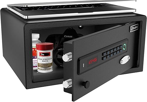 Miniatura 8 de Caja fuerte para hotel de 1.1 pies cúbicos, caja fuerte de acero para documentos personales con cerradura biométrica estilo hotel, cerradura