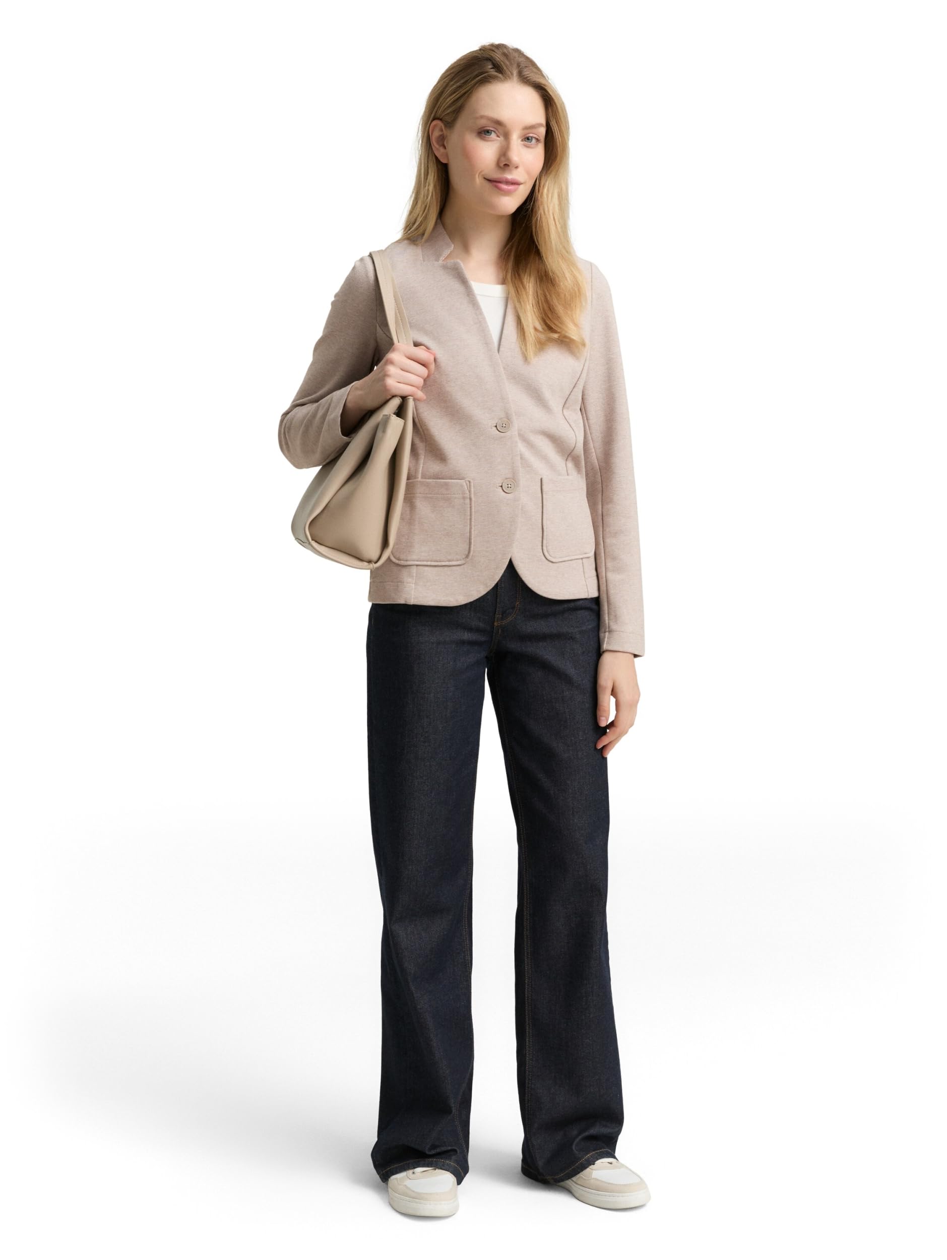 TOM TAILOR Damska marynarka, 38330 - Soft Taupe Melange, L