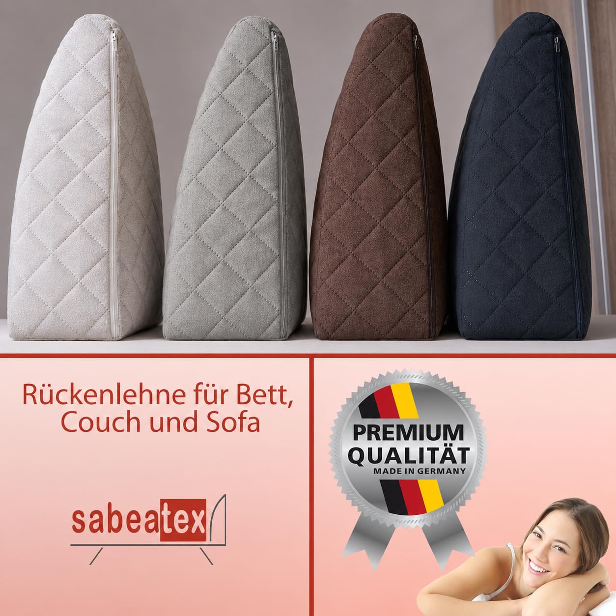 Rückenlehne 90x45 cm, Anthrazit | Komfortables Rückenkissen für Bett, Sofa oder Palettenmöbel, Vielseitiges Rückenstützkissen, Abnehmbarer Bezug