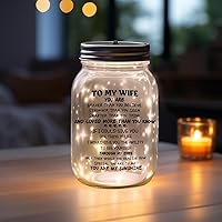 Vista 4 de CNVOILA Regalos del Día de San Valentín para Ella, Para Esposa de Esposo, Frasco Mason de San Valentín Esmerilado, Elegante Decoración
