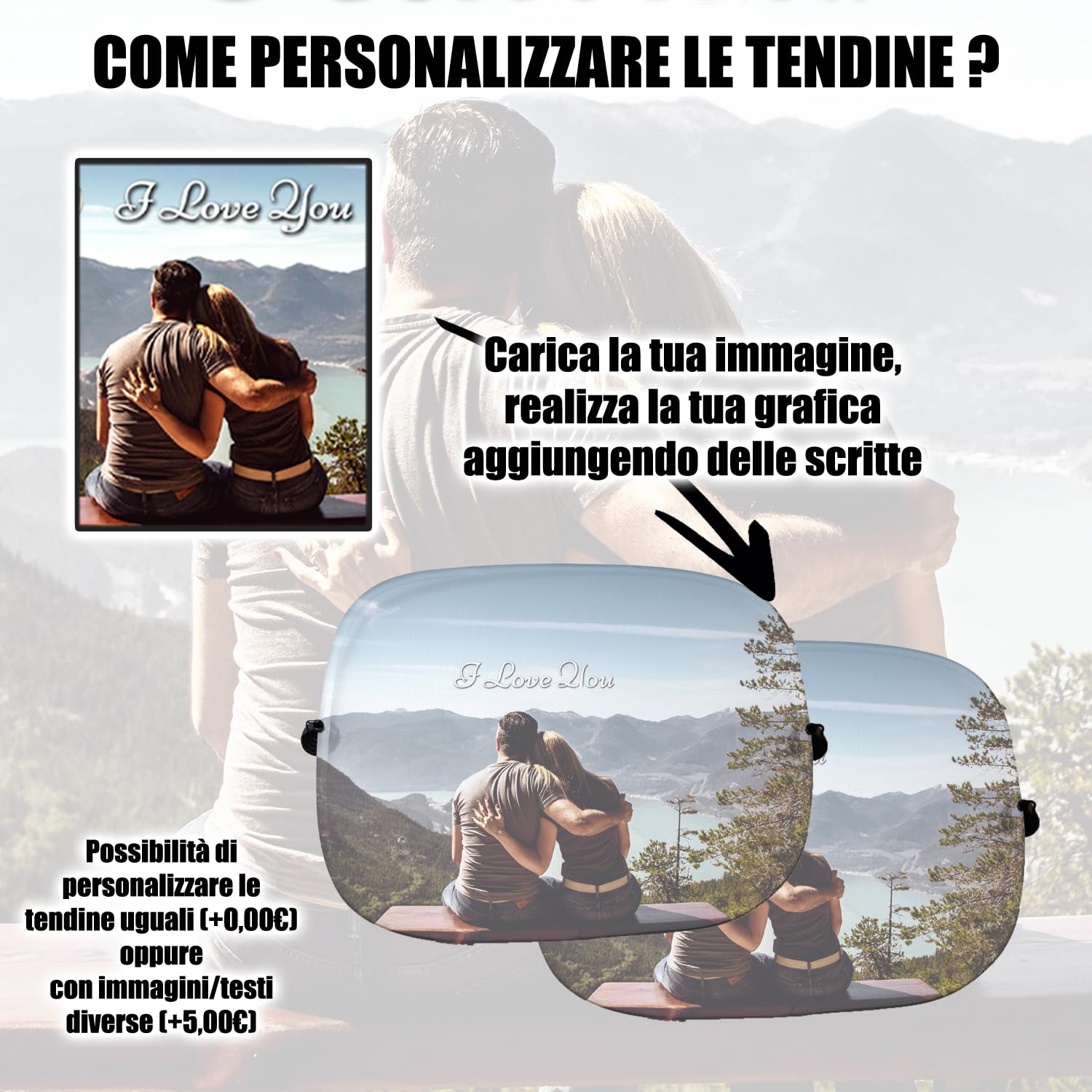 GIFART Tendine Parasole per finestrino Auto Personalizzabili 38x44 cm 2 szt.