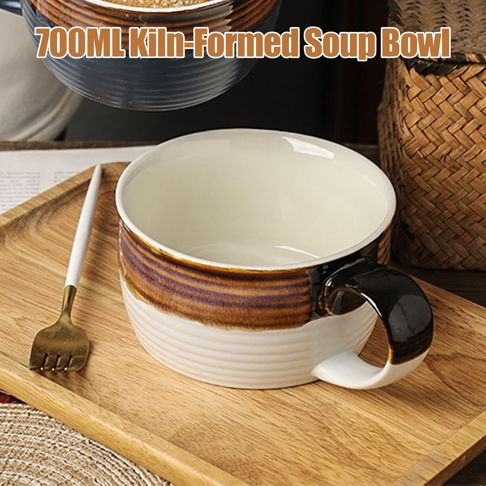 Tazza da caffè grande, 700 ml, grande ciotola con manico, ciotola per cereali con manico, tazza da caffè XXL, tazza da caffè grande in ceramica (bianco, 700 ml)