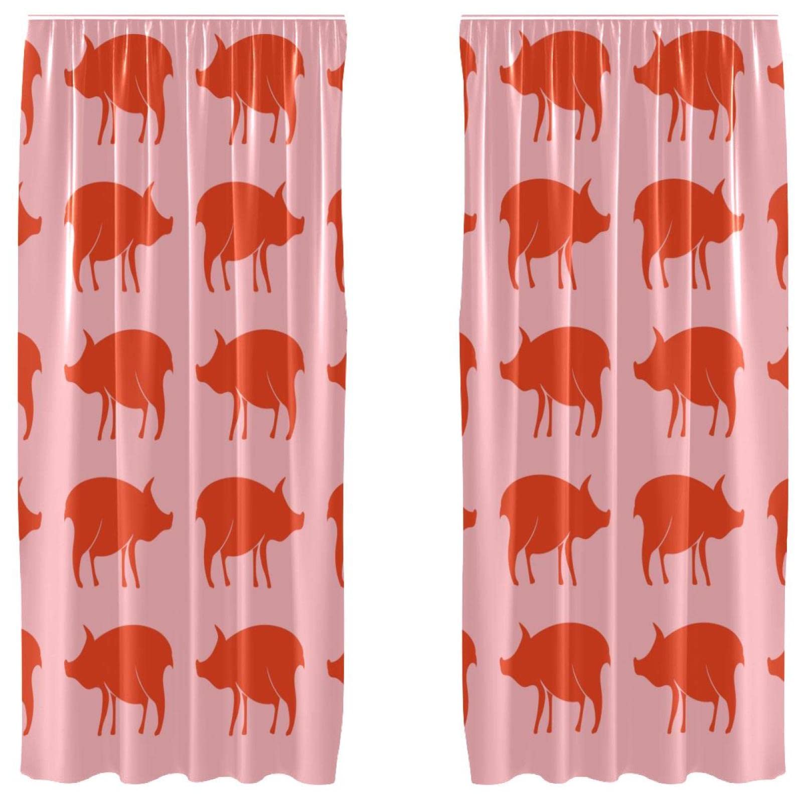 Rideaux occultants bloquer lumière motif cochon de la ferme rose 140x213cm