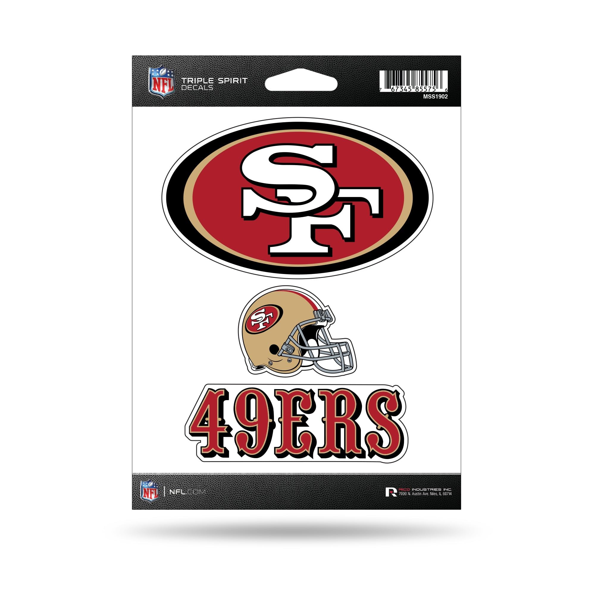 Rico Industries NFL San Francisco 49ers Die Cut Lot de 3 autocollants