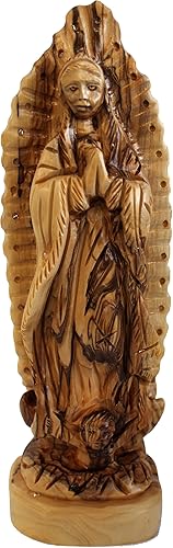 Holy Land Market Estatua de madera de olivo virgen o dama de Guadalupe de Belén - (9.4 in o 9,25 pulgadas)
