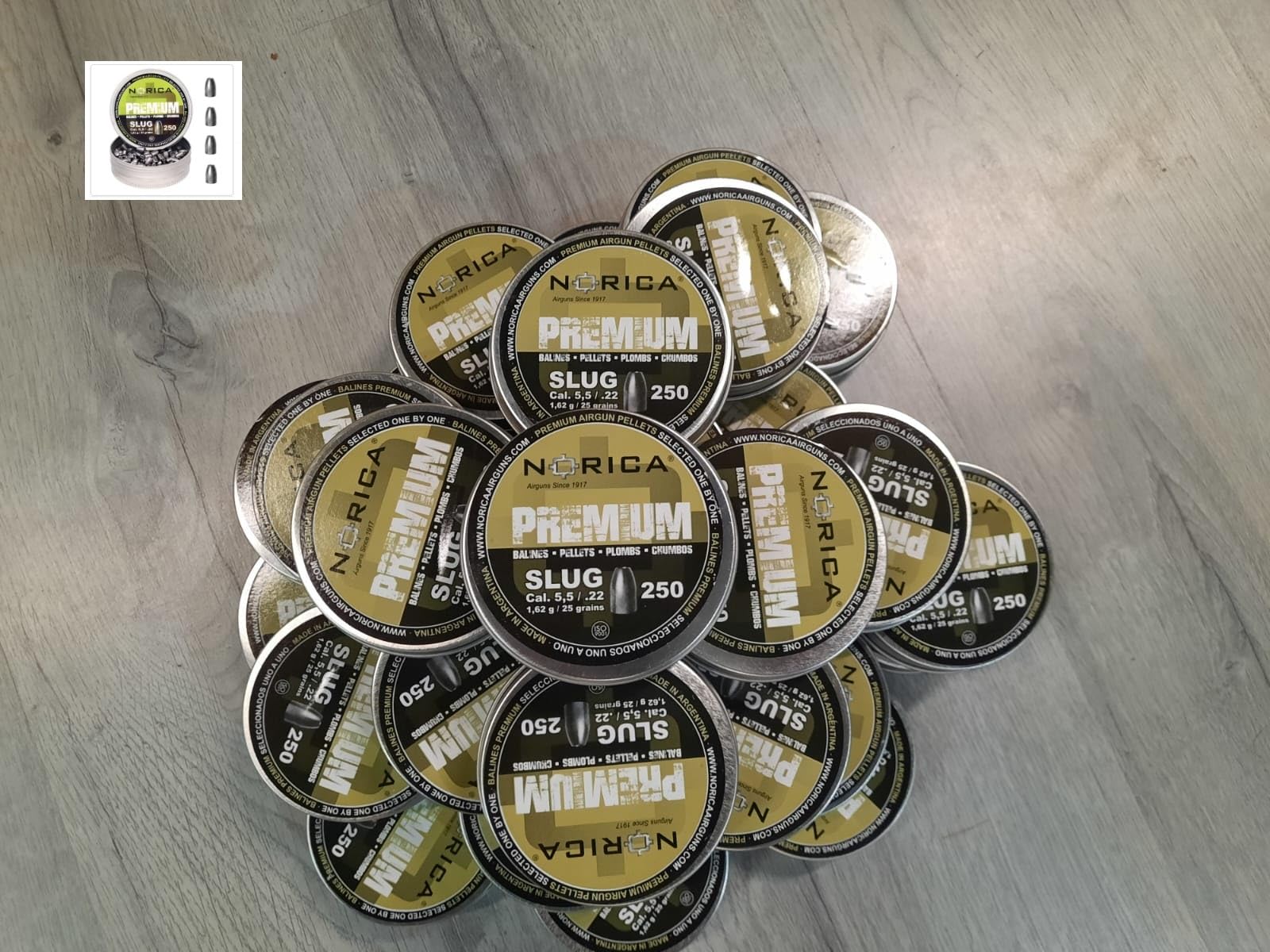 NORICA Lata Balines Premium Slug 5.5 mm .22-1,62 Gramos 250 perdigones