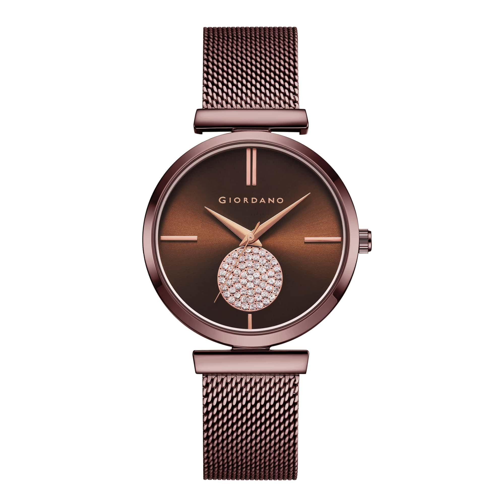 Eleganza Collection Analog Watch for Women with Crystal Studded Dial and Metallic Mesh Strap-image-6