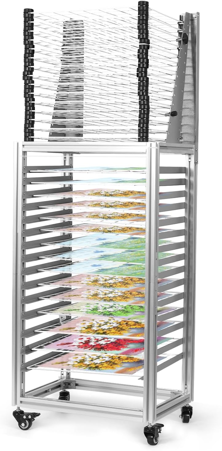 30-Layer Project Dry Holder Floor-Standing Studio Art Storage Bracket Large Capacity for Classroom Studio