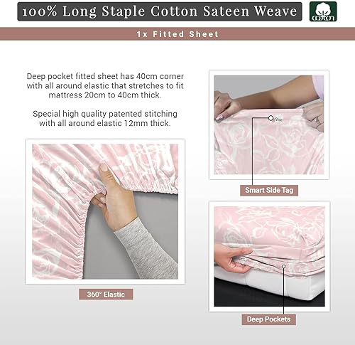Miniatura 3 de Pizuna Sábana bajera ajustable de 100 % algodón puro, tamaño individual, lujosa sábana bajera de algodón de fibra larga de 400 hilos, bolsillo
