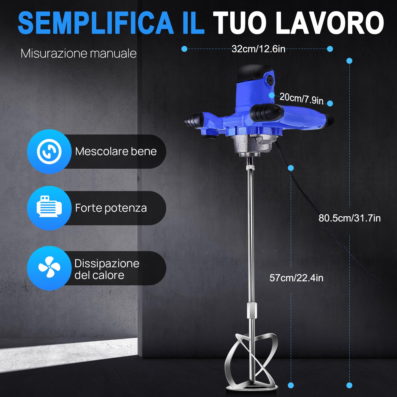 Miscelatore per calcestruzzo, 2600W 230V, miscelatore per malta, miscelatore professionale per calcestruzzo, mescolatrice per calcestruzzo, mescolatrice per malta per calcestruzzo,cambio a 6 marce