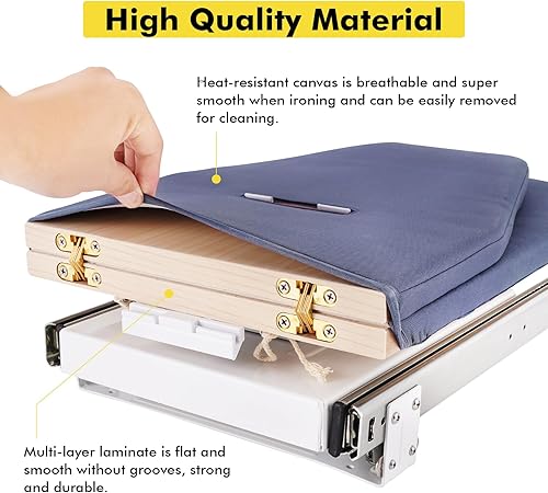 Miniatura 5 de YUCHENGTECH Tabla de planchar retráctil, tabla de planchar extraíble con cubierta resistente al calor, se guarda en el gabinete ahorrando espacio