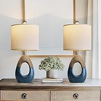 Vista 17 de OYEARS Lámparas de Mesa Boho de 22" para Dormitorio Sala de Estar Conjunto Mejorado de 2 Lámparas de Mesa de Ratán Medianas Estilo Casa de Campo