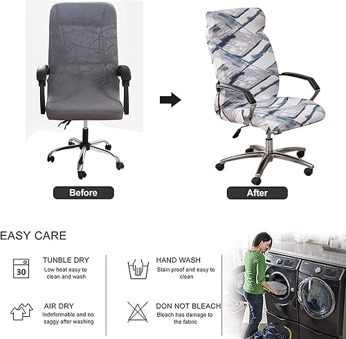 Miniatura 7 de Funda elástica para silla de oficina, ajuste suave, silla giratoria universal de escritorio, silla de computadora con respaldo alto, extraíble,