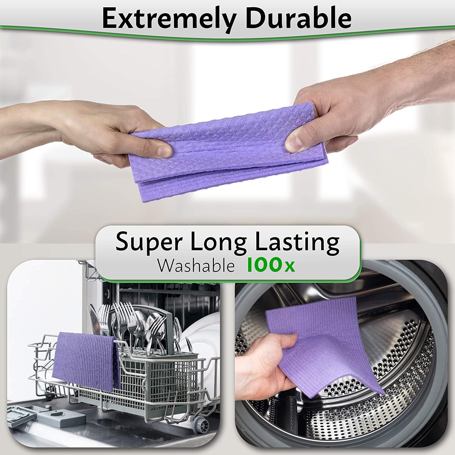 Cleonest Sponge Wipes- Reusable, Kitchen and House Cleaning- Easy to use, Cleans Any Mess in a Swipe, Absorbs Water its own 10x Weight, Multi- Color, Biodegradable (Pack of 10) 4