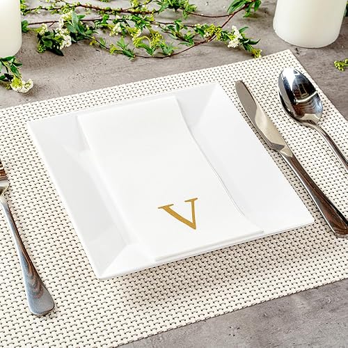 Miniatura 389 de Luxenap - Toallas de invitados de 15.8 x 7.9 pulgadas, 50 toallas de mano con letras plateadas, letra "P", fuente Sans Serif, servilletas de papel