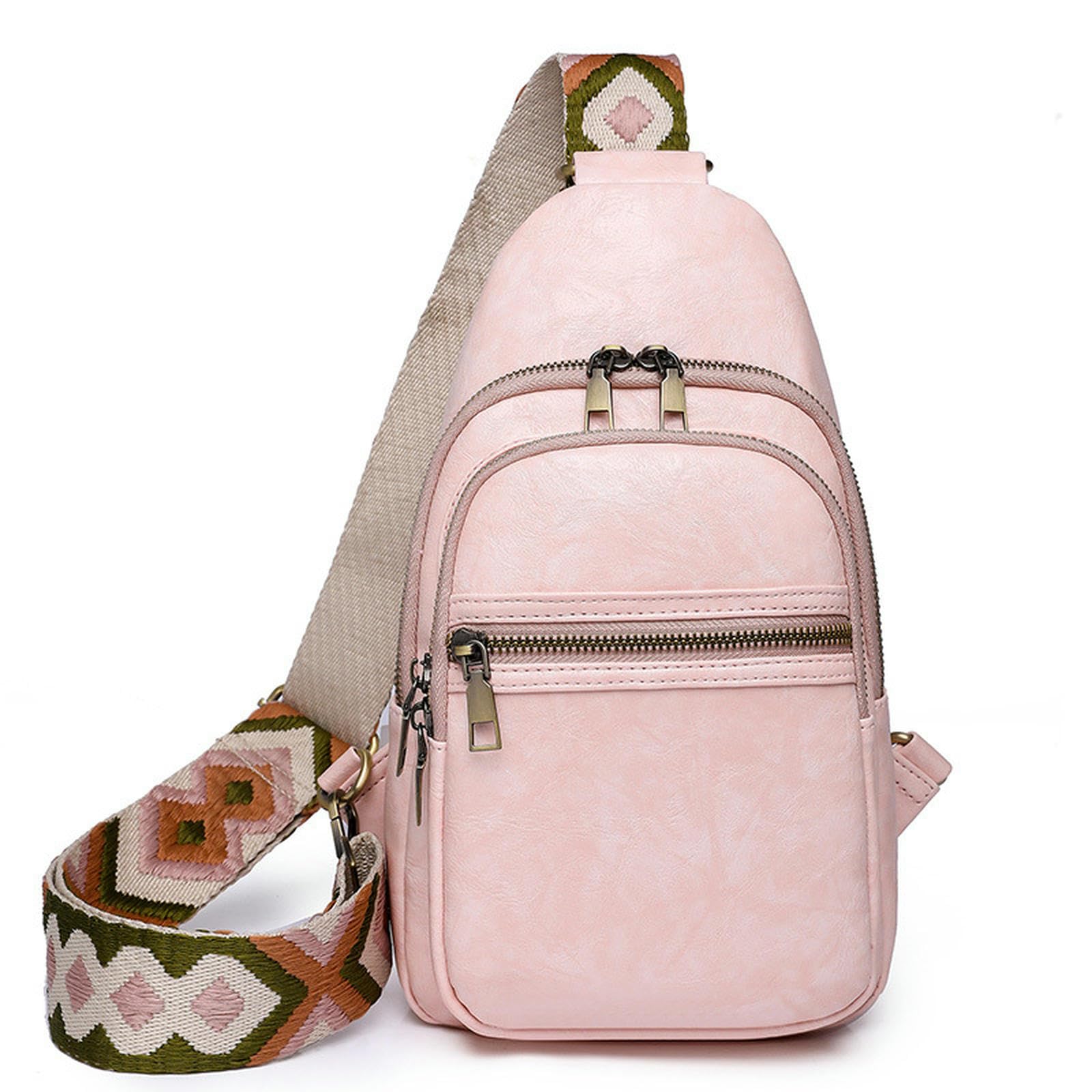 Marsupio Moda Tendenza Donna Borsa al Petto Retro Crossbody Piccola in Vita-Rosa