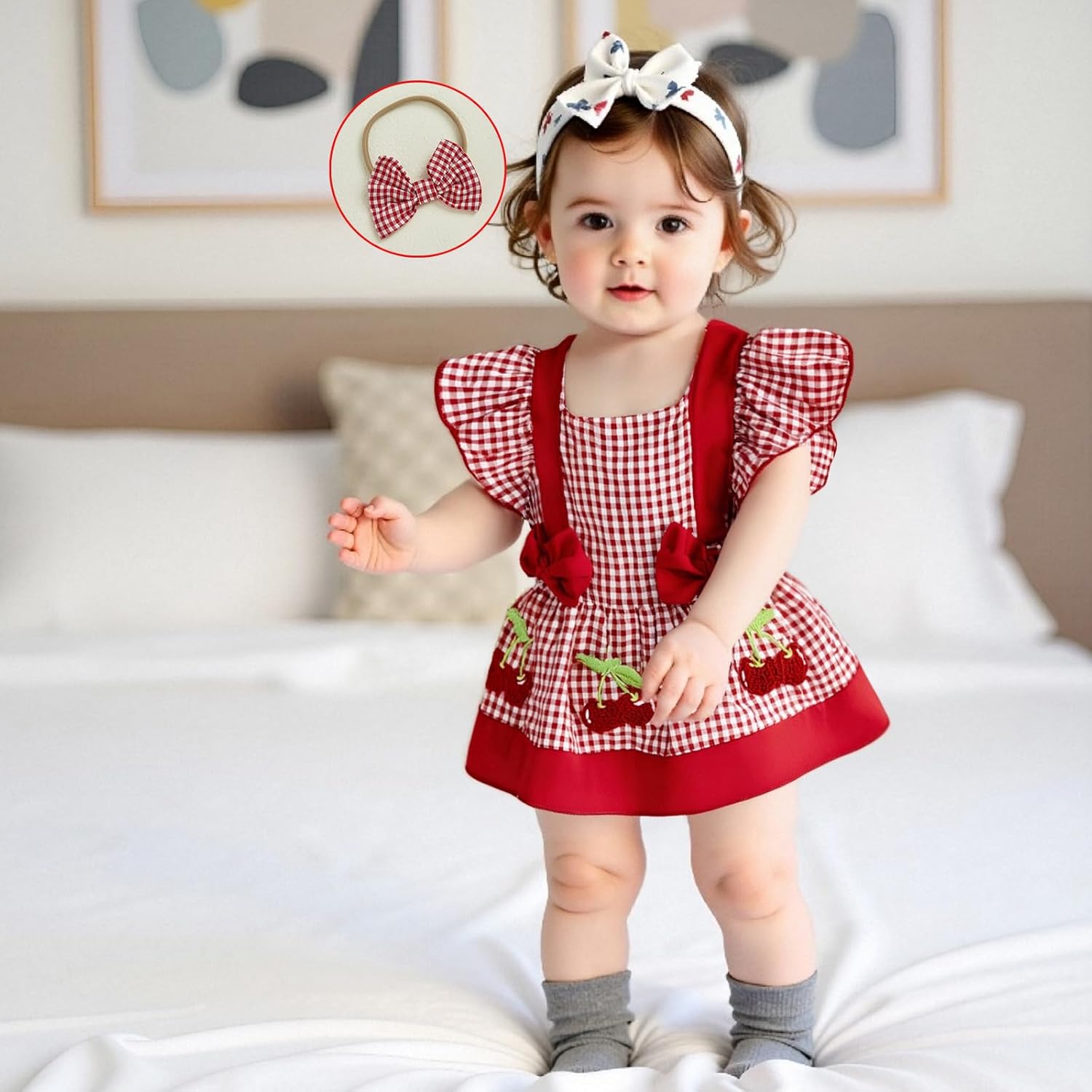 Tempura Baby Girl Clothes Newborn Romper Dress Infant Fly Sleeve Summer Outfits with Headband 0-18 Months - Image 3